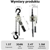Wiltec svirtinis grandininis keltuvas 1,5 t, 1,5 m, su 360° pasukama rankena, 65158
