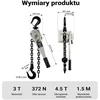 Wiltec svirtinis grandininis keltuvas 3 t, 1.5 m, su 360° pasukama rankena, modelis 65159