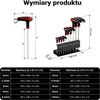 Wiltec T formos šešiakampių raktų rinkinys 11 vnt., 2–10 mm, chromo-vanadžio plienas, 61287