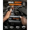 WOLFBOX automobilio akumuliatoriaus paleidimo įrenginys, 2000 A, 12000 mAh, USB-C 30 W, MegaVolt12