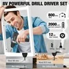 WORKPRO belaidžių suktuvų rinkinys 8 V, USB-C įkrovimas, 2000 mAh akumuliatorius, W122081A