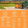 XHDATA nešiojamas radijas FM/AM/SW/WB, saulės įkrovimas, 3000 mAh akumuliatorius, Bluetooth, D-608WB