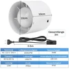 XIIW Kanalinis ventiliatorius, 100 mm skersmens, 130 m³/h, su 3 m laidu ir jungikliu, tylus veikimas