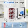 YASHE mini šaldytuvas 4 l, termoelektrinis šaldytuvas–šildytuvas, 12 V/220 V, baltas