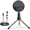 ZealSound USB kondensatorinis mikrofonas su triukšmo slopinimu, RGB apšvietimu ir ausinių monitoringu P9