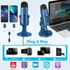 Zealsound USB kondensatorinis mikrofonas su triukšmo slopinimu ir 3,5 mm stebėjimo jungtimi, K66 Mėlyna
