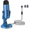 Zealsound USB kondensatorinis mikrofonas su triukšmo slopinimu ir 3,5 mm stebėjimo jungtimi, K66 Mėlyna