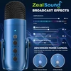 Zealsound USB kondensatorinis mikrofonas su triukšmo slopinimu ir 3,5 mm stebėjimo jungtimi, K66 Mėlyna