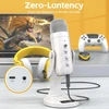 ZealSound USB kondensatorinis mikrofonas su triukšmo mažinimu, ausinių stebėjimu, Plug&Play, K66 Pearl Baltas