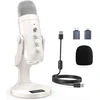 ZealSound USB kondensatorinis mikrofonas su triukšmo mažinimu, ausinių stebėjimu, Plug&Play, K66 Pearl Baltas