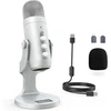 Zealsound USB mikrofonas K66 su triukšmo slopinimo, išjungimo ir eko funkcijomis, sujungimai USB-A/USB-C/Lightning, staliniam naudojimui