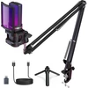 ZealSound USB žaidimų mikrofonas su RGB apšvietimu, komplektas su stovu ir ištraukiamuoju galu, BKD-11 Pro