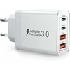 zhiroad 40W USB-C sieninis įkroviklis, 2x USB-C + 2x USB-A, greitas PD3.0, baltas