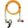 LPG aukšto slėgio dujų žarna 1,5 m su 27 mm kampiniu Clip-On adapteriu (90°) ir Campingaz 901 / 904 / 907 jungtimi