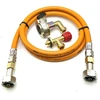 LPG aukšto slėgio dujų žarna 1,5 m su 27 mm kampiniu Clip-On adapteriu (90°) ir Campingaz 901 / 904 / 907 jungtimi