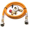 LPG aukšto slėgio oranžinė dujų žarna 1,5 m su 20 mm Clip-On adapteriu ir Campingaz 901 / 904 / 907 jungtimi