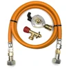 LPG aukšto slėgio oranžinė dujų žarna 1,5 m su 20 mm Clip-On adapteriu ir Campingaz 901 / 904 / 907 jungtimi
