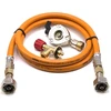 LPG aukšto slėgio oranžinė dujų žarna 80 cm su 21 mm Clip-On adapteriu ir Campingaz 901 / 904 / 907 jungtimi