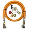 LPG aukšto slėgio oranžinė dujų žarna 80 cm su 21 mm Clip-On adapteriu ir Campingaz 901 / 904 / 907 jungtimi