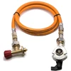 LPG aukšto slėgio oranžinė dujų žarna 80 cm su 21 mm Clip-On adapteriu ir Campingaz 901 / 904 / 907 jungtimi
