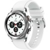 Išmanusis laikrodis Samsung Galaxy Watch4 Classic LTE (42 mm), Sidabrinės spalvos korpusas su baltos spalvos silikoniniu dirželiu