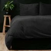 Patalynės komplektas Pliušinė patalynė Sleeptime Rib Teddy juodos spalvos 200×220 cm, su 2 pagalvių užvalkalais
