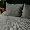 Patalynės komplektas Pliušinė patalynė Sleeptime Rib Teddy pilkos spalvos 200×220 cm, su 2 pagalvių užvalkalais