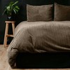 Patalynės komplektas Pliušinė patalynė Sleeptime Rib Teddy smėlinės-rusvos spalvos 200×220 cm, su 2 pagalvių užvalkalais