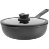 BergHOFF 28 cm wok keptuvė su dangčiu - Stone+ serija su indukciniu pagrindu ir stikliniu dangčiu su sieteliu