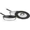 BergHOFF 3 dalių keptuvių rinkinys - nepridegantis Uqonic Downdraft keptuvių rinkinys su universaliu silikoniniu stiklo dangčiu