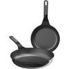 BergHOFF 3 dalių keptuvių rinkinys - Uqonic Downdraft serija su 24 cm ir 28 cm keptuvėmis ir dangčiu