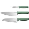 BergHOFF 3 dalių peilių rinkinys - Forest serija su skutimo, šefo ir Santoku peiliais kasdieniam naudojimui