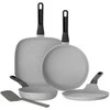 BergHOFF 4 dalių keptuvių rinkinys – Uqonic Downdraft serija su 20/24/26 cm keptuvėmis + blynų keptuve ir nemokamu mentele