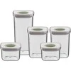 BergHOFF 5 dalių Smart Seal maisto indelių rinkinys - 2x 0,4 l, 2x 1 l, 1x 1,6 l, dėžutės su galimybe sukrauti