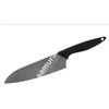Samura GOLF Stonewash Santoku 180 mm – AUS-8 58 HRC, juodas ergonom. rankena, universalus virtuvės peilis
