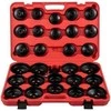 VEVOR Alyvos filtro raktų rinkinys, 30 vnt., plieno, 3/8", žemo profilio, dangteliai, veržliarakčiai