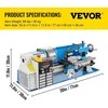 VEVOR Mini metalo tekinimo staklės, 550W kintamas greitis