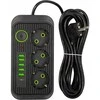 Falon Tech Elektrinis ilgintuvas 5 metrai, 3 lizdai +5*USB ir +USB-C, jungiklis