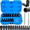 Falon Tech Smūginių galvučių rinkinys sugadintiems varžtams 8-27mm, 3/8″, 1/2″, 16vnt.