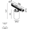10,8W LED šviestuvas TUB M A į magnetinę sistemą IN_LINE, baltas, 3000K, 50°
