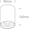Lubinis šviestuvas 10W LED cilindro formos šviestuvas, baltas, 3000K, 12110D/W/W