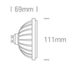 13W LED lemputė, GU10 R111, 4000K, 45°, 7315G/C/45