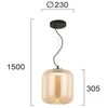 13W LED pakabinamas šviestuvas KIVA, juodu korpusu/gintaro sp. stiklas, 3000K, 4318602