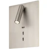 16W + 3W LED sieninis šviestuvas ZEN, nikelio sp., 3000K, šviesos kampas 120°, skaitymo šviestuvėlio - 20°, su USB, 01-2997
