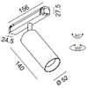 19W LED šviestuvas TUB M A 140 į magnetinę sistemą IN_LINE, juodas, 3000K, 50°, DALI