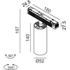 19W LED šviestuvas TUB M A 140 į magnetinę sistemą IN_LINE, juodas, 4000K, 50°, 2G