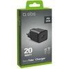 SBS TETRGAN1C20K 20W GaN USB-C laidinis įkroviklis su Power Delivery – juodos spalvos