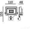20W LED prožektorius su judesio davikliu DELYO MHNC, juodas, 6000K, IP54