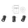 Lubinis šviestuvas 20W paviršinis šviestuvas CONDU, 3000K, pakreipiamu korpusu, juodas