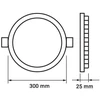 24W LED įmontuojama panelė, apvali, su maitinimo šaltiniu, (2700K) šiltai balta